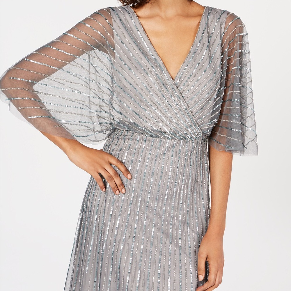 Adrianna Papell Beaded Kimono Sleeve Gown